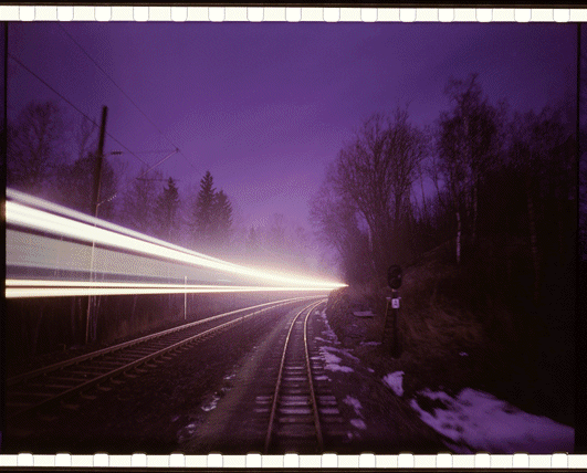 One film frame - Night, Train passing