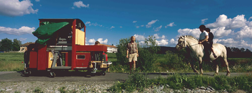 Moving on asphalt where the trains used to go.  Photo by Odd Geir Sæther.