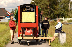 Moving on asphalt where the trains used to go.  Photo by Odd Geir Sæther.