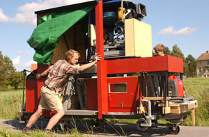 Moving on asphalt where the trains used to go.  Photo by Odd Geir Sæther.